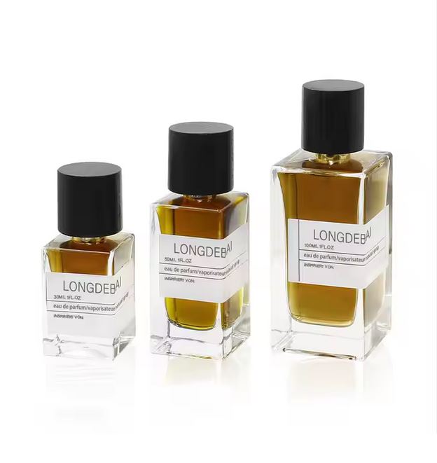 Wholesale square clear glass perfume spray bottle  50ml 100ml